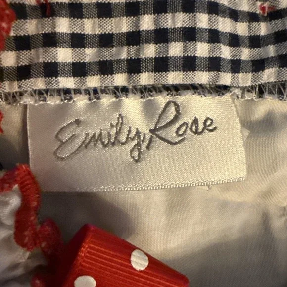 Emily Rose Girls 2T Gingham Seersucker Ruffle Summer Dress Americana Butterflies - Picture 6 of 10
